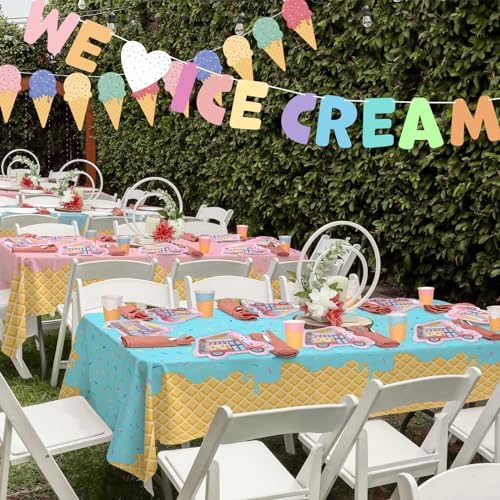 Gatherfun Ice Cream Tablecloth 2-Pack for Birthday Parties