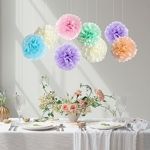 ANSOMO Pastel Tissue Paper Pom Poms Decorations