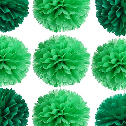 14 Inch Green Tissue Pom Poms Kit for Decorations