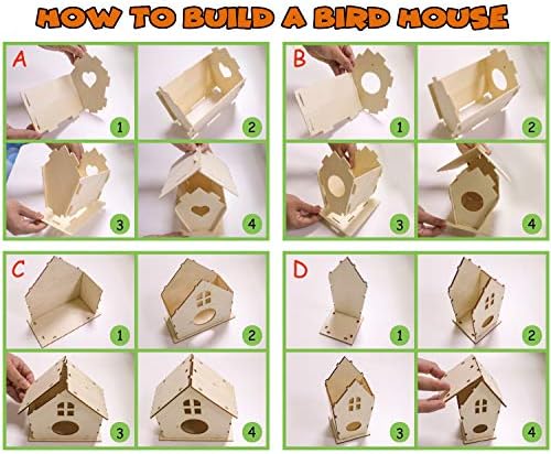 Hapray 4 Pack Bird House Crafts for Kids Ages 5-12