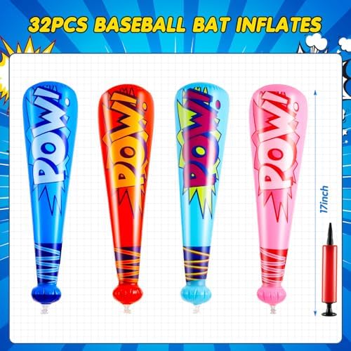 Seematn 32 Piece Inflatable Baseball Bats Set