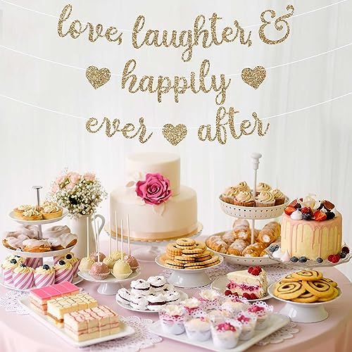 Pre-Strung Gold Glitter Wedding Banner - 8 ft Strand