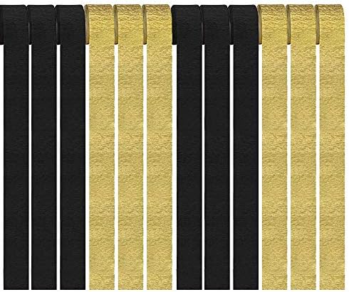 Gold and Black Crepe Paper Streamers 12 Rolls Party Decor