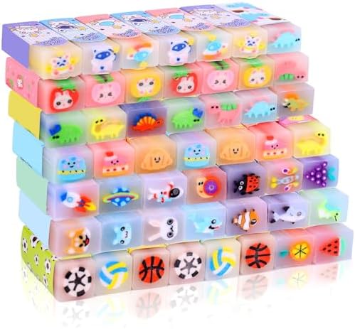 50 Pcs Cute Jelly Animal Pencil Erasers for Kids