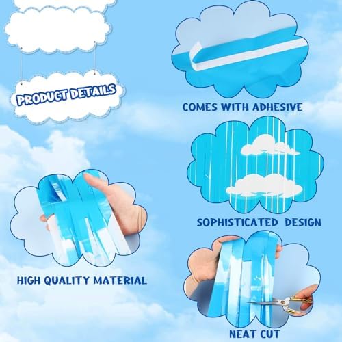 XunYee Clouds Theme Tinsel Curtains 5 Pack
