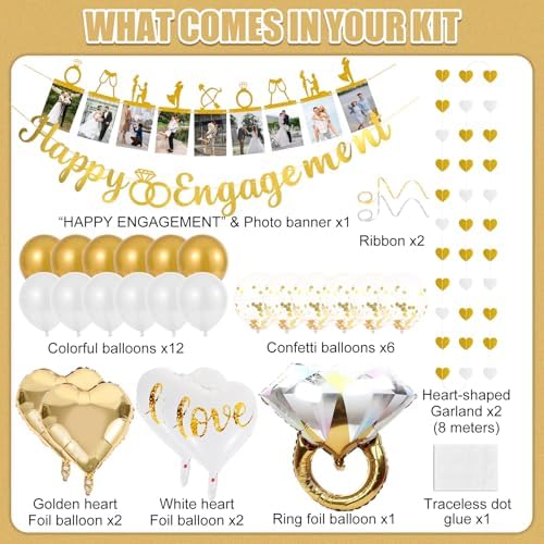 Gold Engagement Congratulations Decor Set
