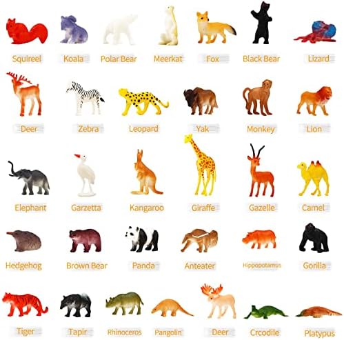 64 Pack Mini Wild Jungle Animal Figures Set for Kids