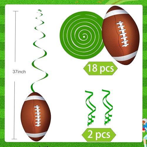 Football Party Hanging Swirls 20PCS Decorations