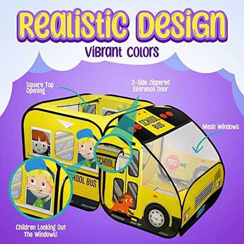 Kiddzery School Bus Pop Up Play Tent for Kids