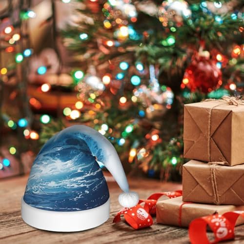 Big Ocean Wave HD Print Christmas Santa Hat Plush
