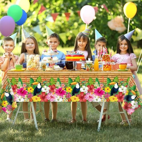 Dvaorc 4 Pack Tropical Luau Tablecloths