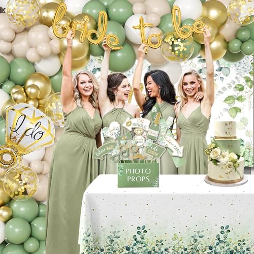 RainMeadow 215 PC Bridal Shower Decorations Olive Sage Green