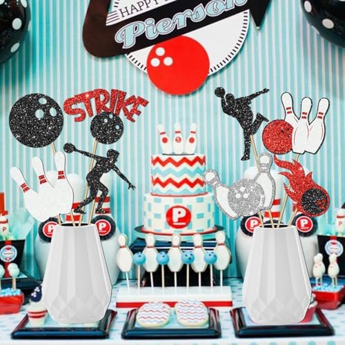 Bowling Party Centerpiece Sticks 16PCS Glitter Decorations