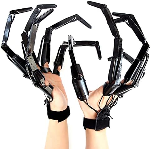 Halloween Gloves Skull Fingers Articulated Devil Claws Cosplay Ghost Hands Black