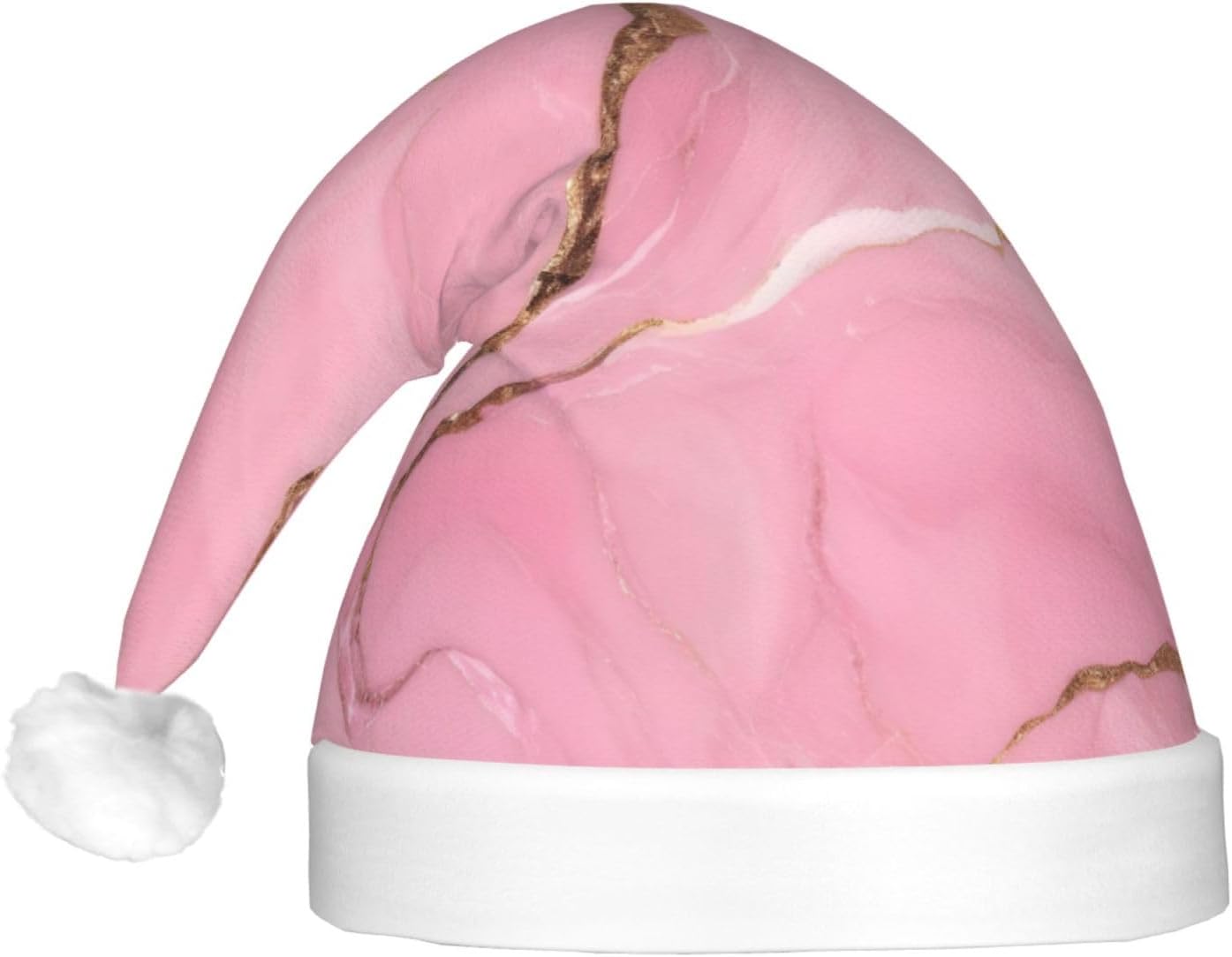 Pink Marble Texture Christmas Hat with LED Lights