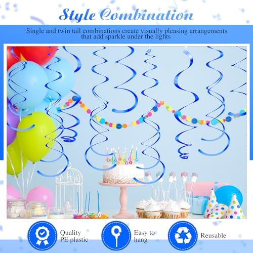 36 Pcs Hanging Swirl Streamers Blue Decorations