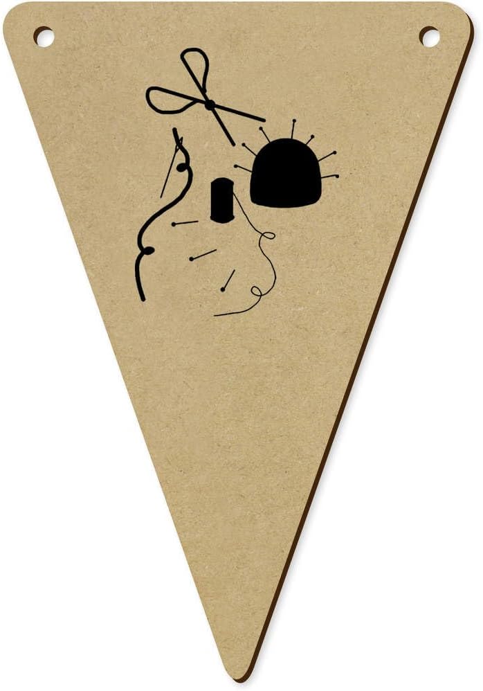 Azeeda 5pcs 140mm Wooden Bunting Flags Essentials for Sewing