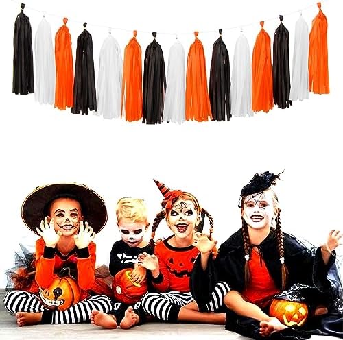 Panduola Black White Orange Halloween Garland Decorations