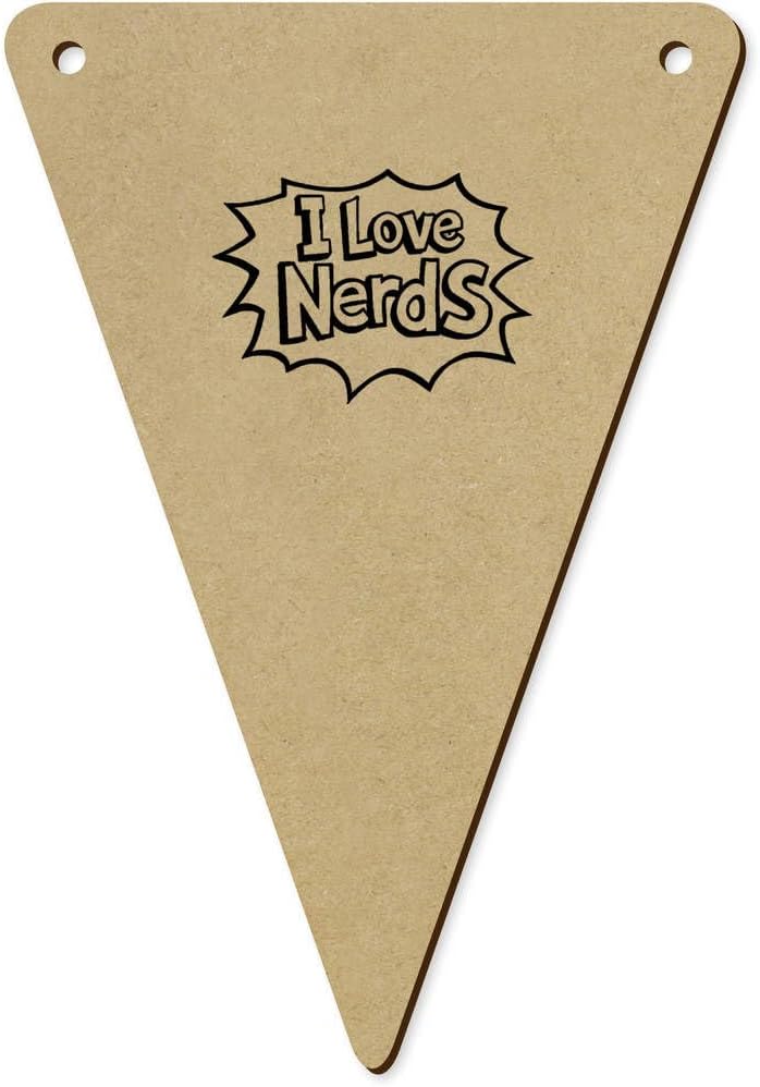 5 x 140mm I Love Nerds Wooden Bunting Flags