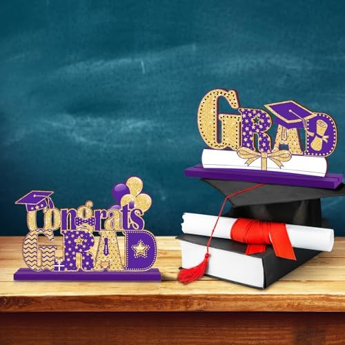 4 Piece Wooden Class of 2025 Graduation Centerpieces