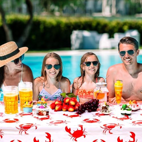 Juexica 2 Pcs 54 x 108 Inch Crab Tablecloth for Parties