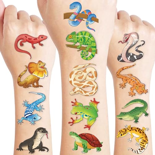 96PCS Reptile Animal Temporary Tattoos for Kids