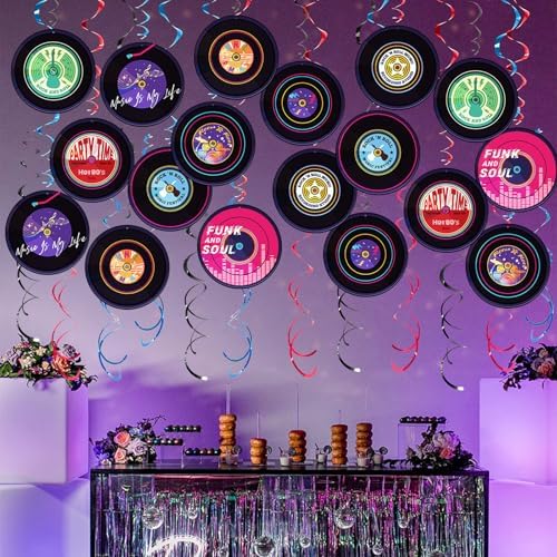 Rock and Roll Record Party Hanging Swirls 48 Pcs