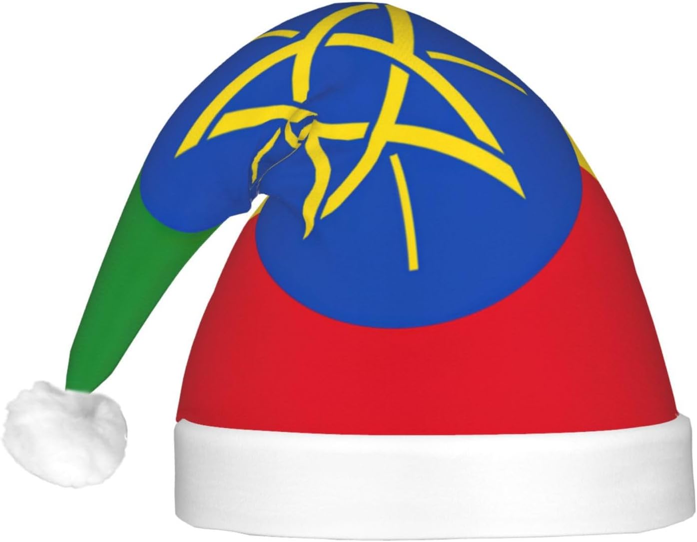 Ethiopia Flag Print Christmas Santa Hat with LED Lights