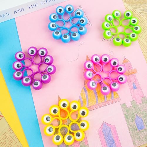 3 Otters 48PCS Eyeball Rings for Kids
