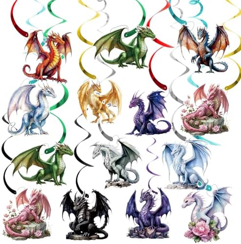Dragon Birthday Party Decorations 12pcs Hanging Swirls