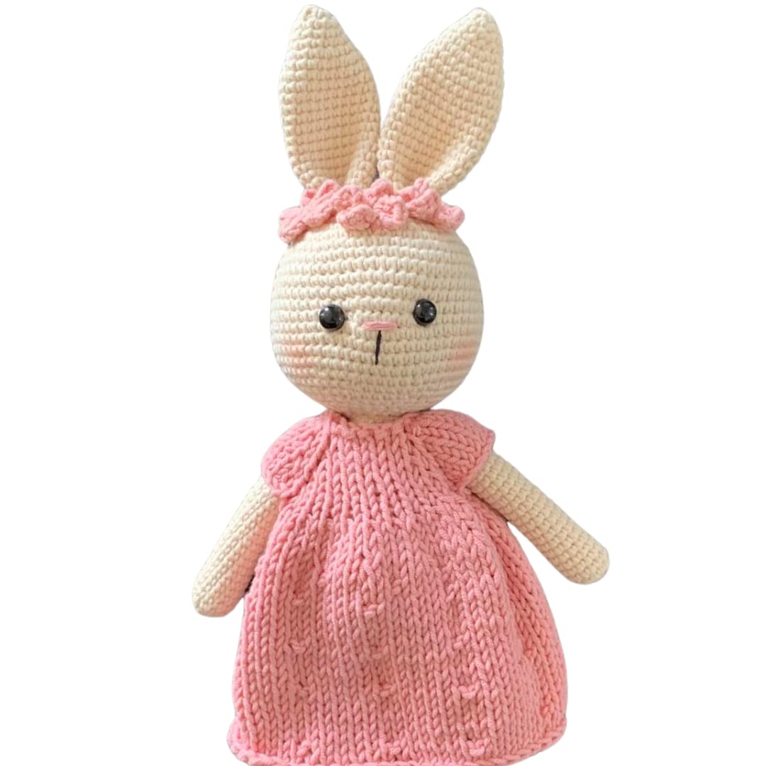 Bunny Girl Pink Dress Handmade Crochet Plushie Doll