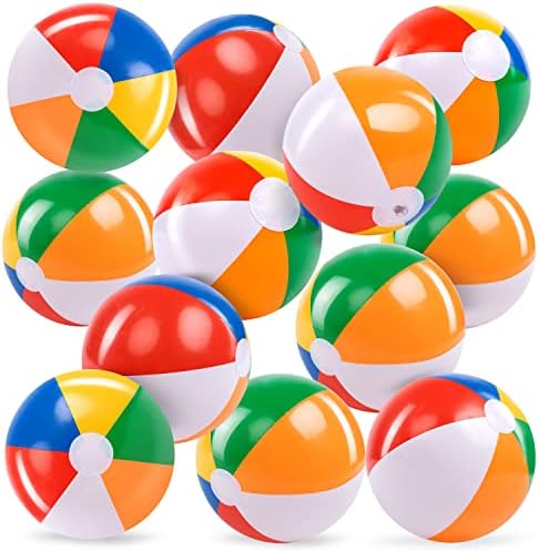 JOYIN Rainbow Beach Balls 12 Pack 12 Inch