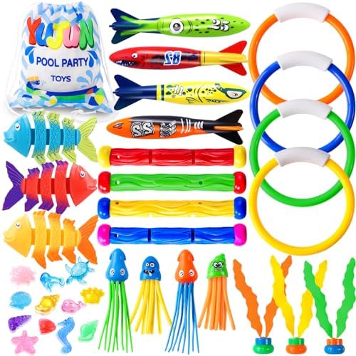 YUJUN 35PCS Pool Diving Toy Set for Kids