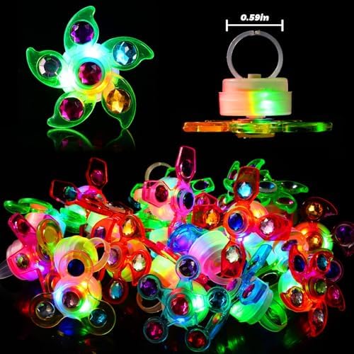 24 Pack Light Up Fidget Rings for Kids Halloween Party Favors