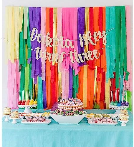 Binpeng 433ft Rainbow Crepe Paper Streamers for Parties