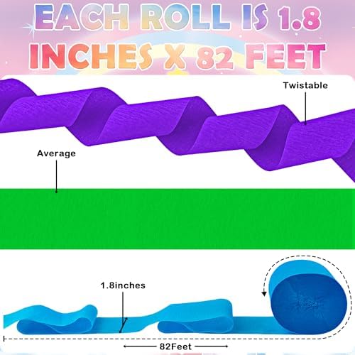 Oun Nana Crepe Paper Streamers 12 Rolls Pastel Rainbow