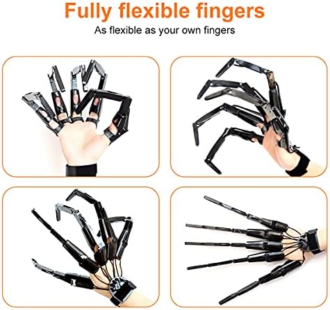 Halloween Gloves Skull Fingers Articulated Devil Claws Cosplay Ghost Hands Black