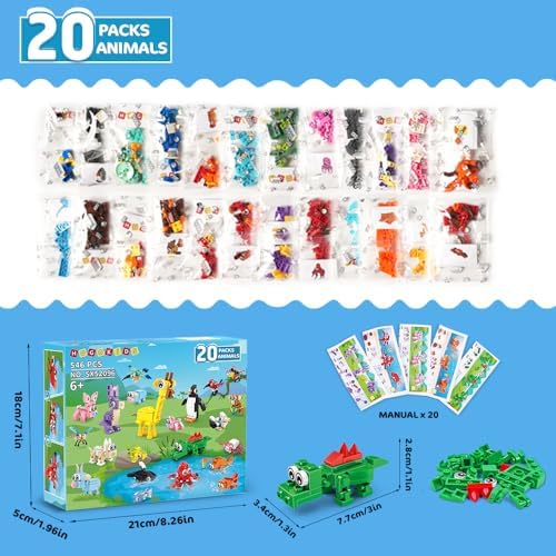 HOGOKIDS 20 Pack Animal Building Blocks Set