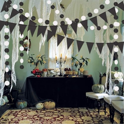 Cheerland Black and White Party Garland Flags for Halloween Birthday Wedding