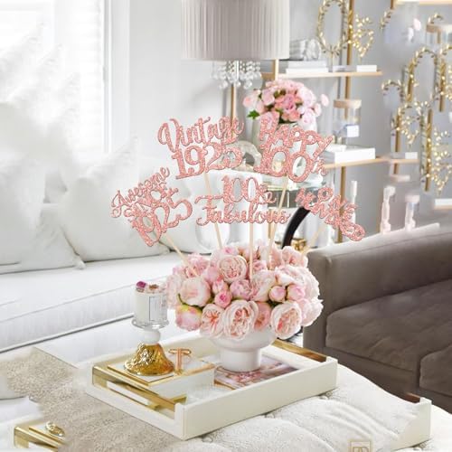 15PCS Rose Gold Birthday Centerpiece Sticks