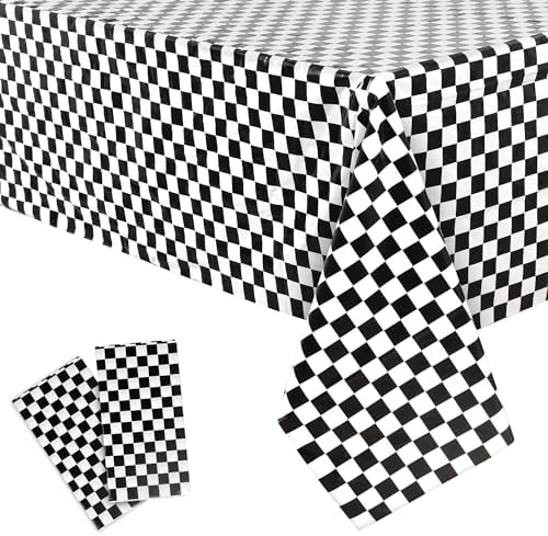 GREATERIL Checkered Party Table Covers 54x108 - 2 Packs