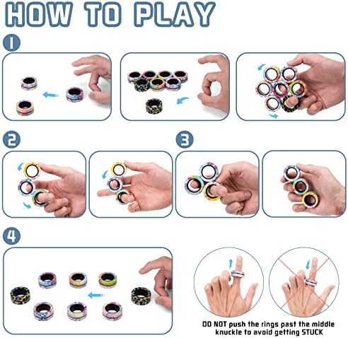 9Pcs Magnetic Fidget Rings Toy Set for Adults and Kids