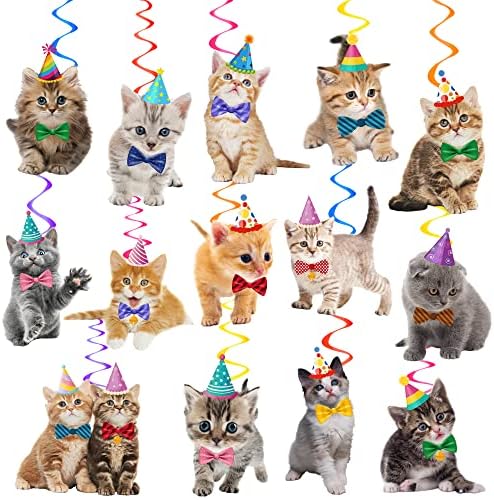 20Pcs Cat Themed Hanging Swirl Decorations