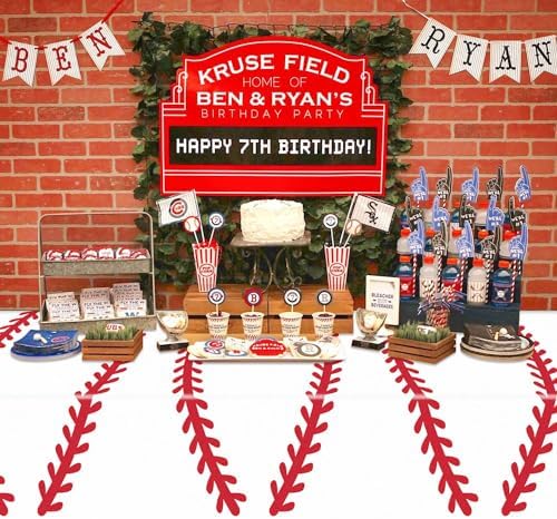 4 Pack Baseball Tablecloths - Rectangular Sports Party Covers for Kids
