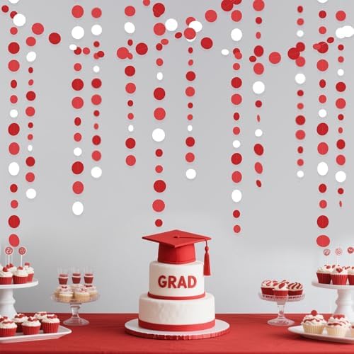 46 Ft Red and White Polka Dot Garland for Parties