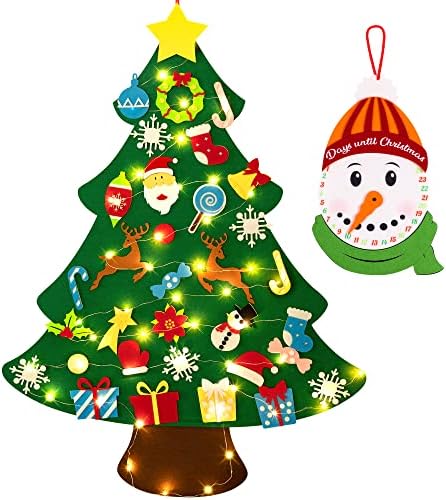 Jollylife 3ft DIY Felt Christmas Tree Set with Snowman Advent Calendar