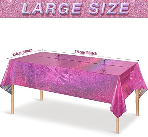4 Pack Iridescent Pink Plastic Tablecloths for Parties