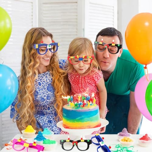12 Pcs Building Bricks Glasses for Kids Birthday Party Favors