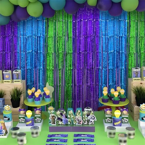 Mega-L Foil Fringe Curtains 2Pack for Game Party Backdrop