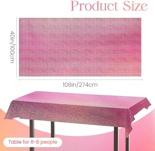 2 pcs Pink Holographic Tablecloths for Party Decorations